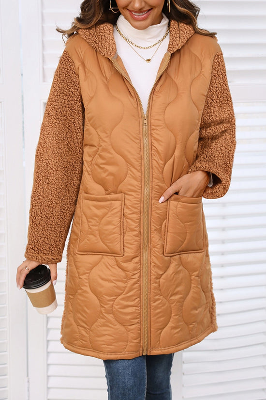 Quilted Longline Hooded Jacket