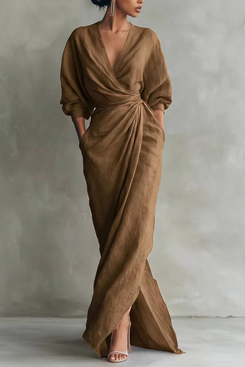 Elegant Draped Casual Maxi Dress