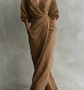 Elegant Draped Casual Maxi Dress