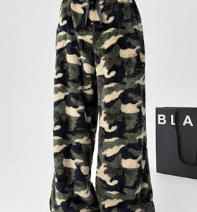 Camo Print Casual Wide-Leg Pants