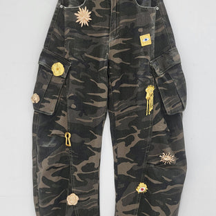 Embellished Cargo Barrel Jeans