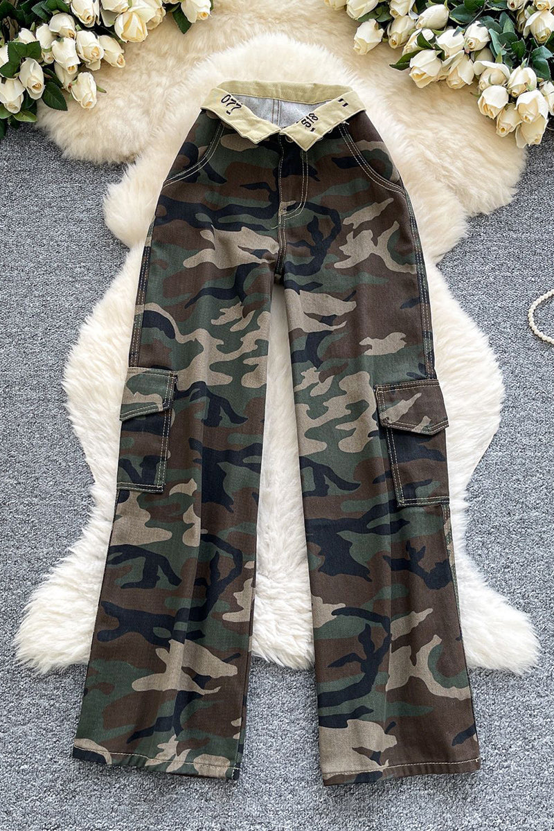 Camo Straight Cargo Jeans