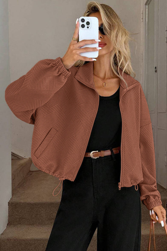 Chic Textured Zip-Up Jacket