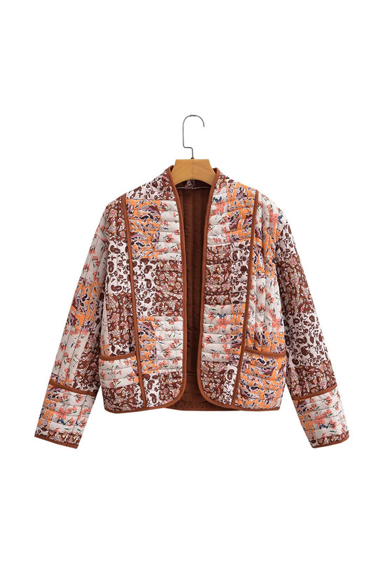 Patchwork Floral Print Quilted Jacket