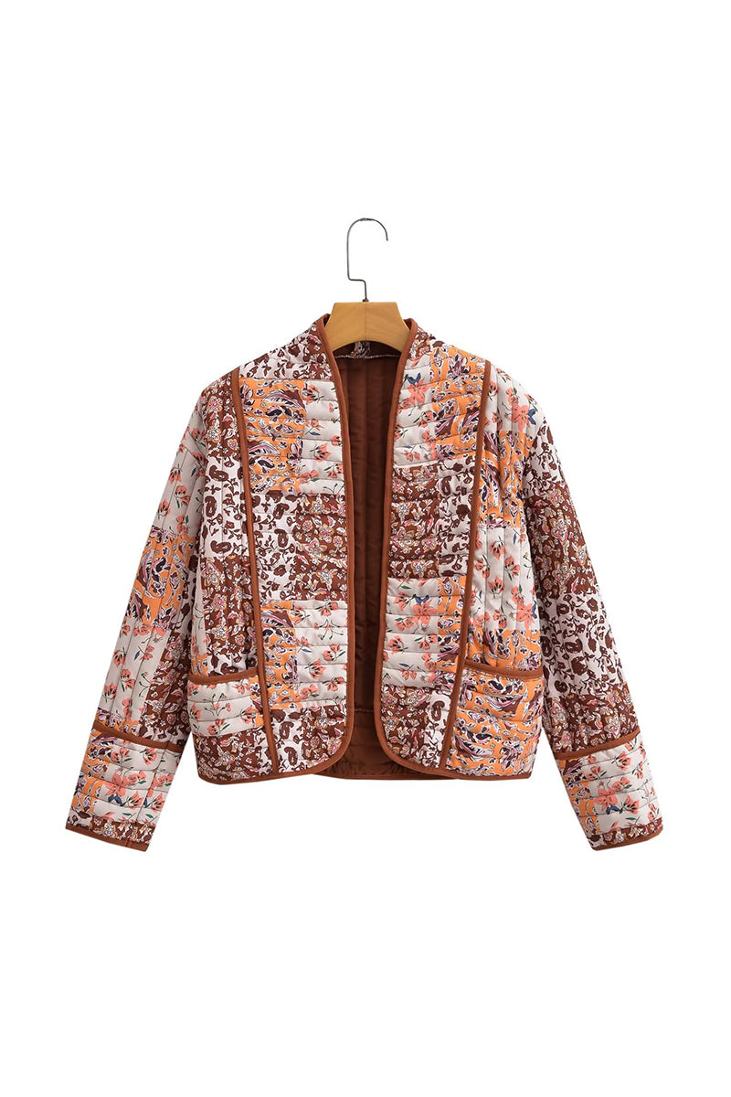 Patchwork Floral Print Quilted Jacket