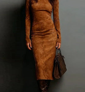 Long Sleeve Casual Turtleneck Midi Dress