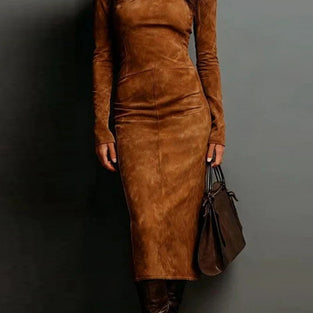 Long Sleeve Casual Turtleneck Midi Dress