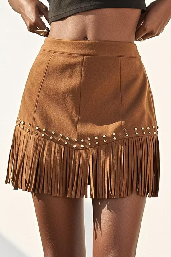 Fringe Embellished Mini Skirt