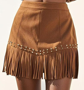 Fringe Embellished Mini Skirt