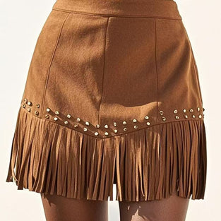 Fringe Embellished Mini Skirt