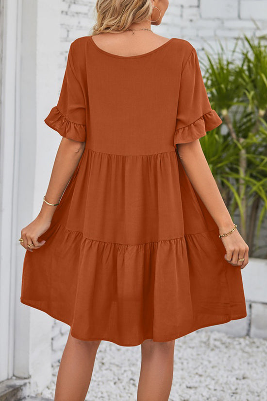 Tiered V-Neck Casual Dress