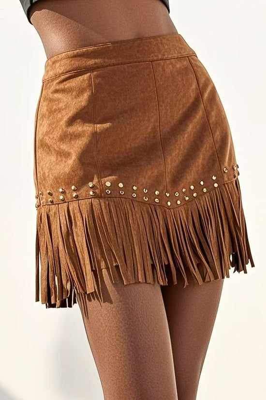 Fringe Embellished Mini Skirt
