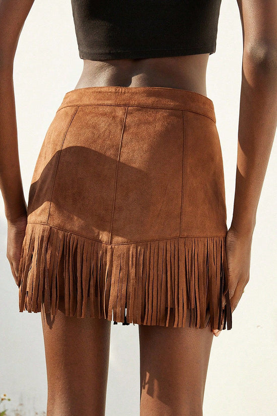 Fringe Embellished Mini Skirt