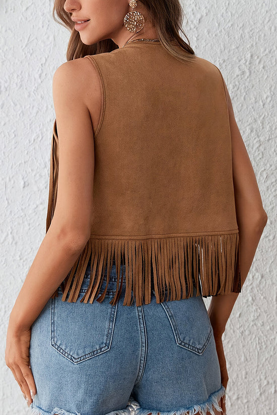 Fringe Studded Sleeveless Vest