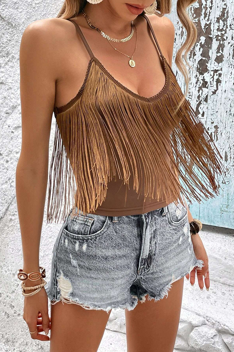 Fringe Sleeveless Boho Tank Top