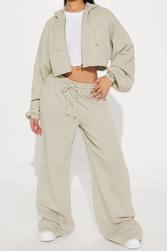 Sporty Zip Hoodie and Jogger Set