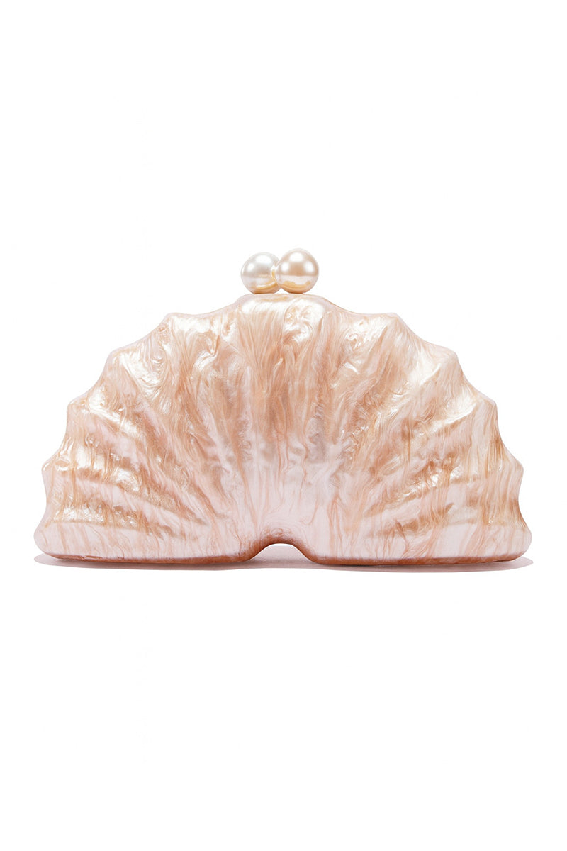 Elegant Shell Clutch with Pearl Accent