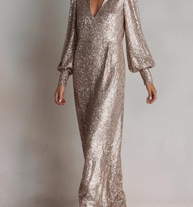 Long Sleeve Sequin Maxi Dress