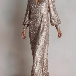 Long Sleeve Sequin Maxi Dress