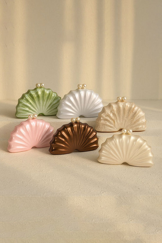 Elegant Shell Clutch with Pearl Accent