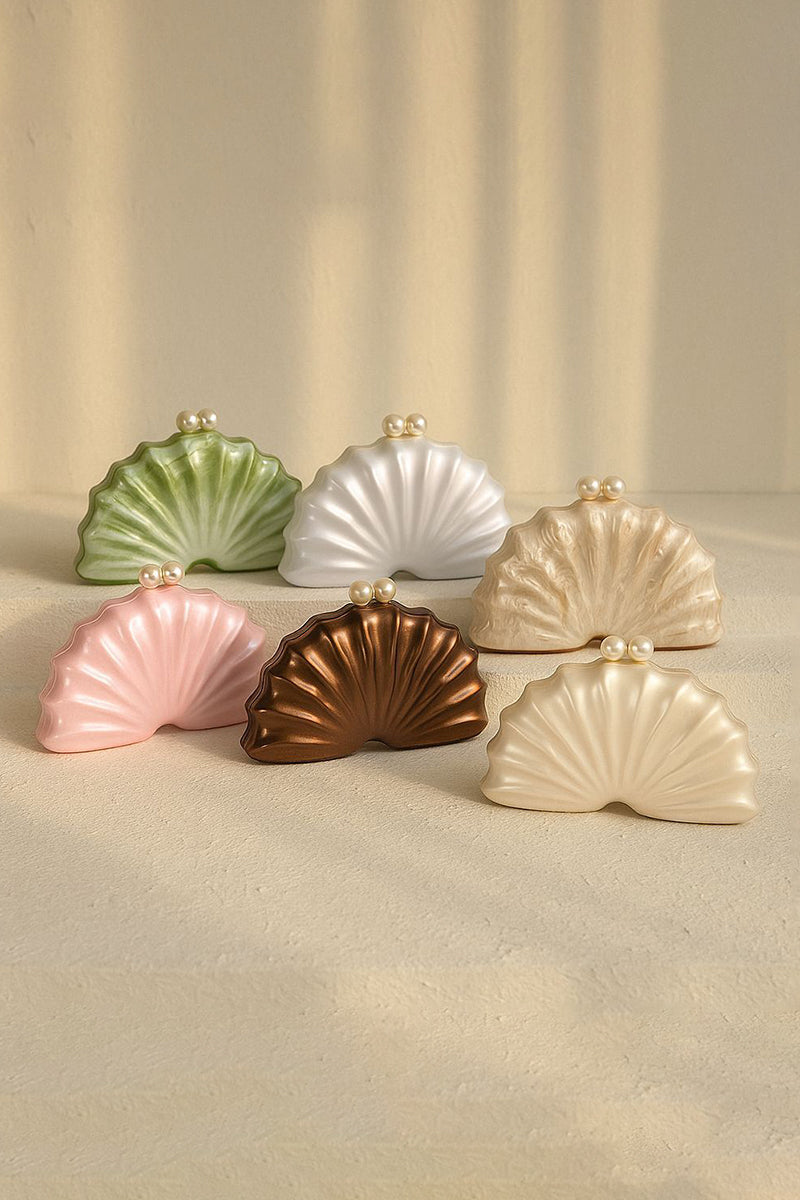 Elegant Shell Clutch with Pearl Accent