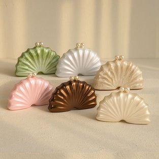 Elegant Shell Clutch with Pearl Accent
