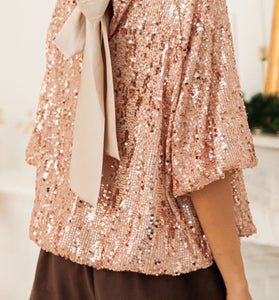 Sparkling Sequin Short Sleeve Blouse