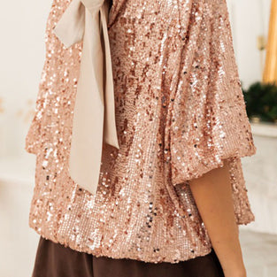 Sparkling Sequin Short Sleeve Blouse