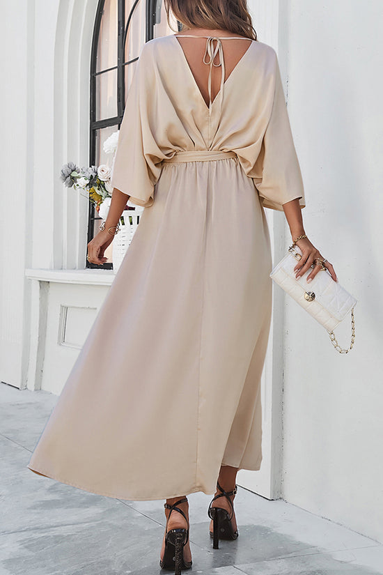 V-Neck Tie-Waist Casual Dress