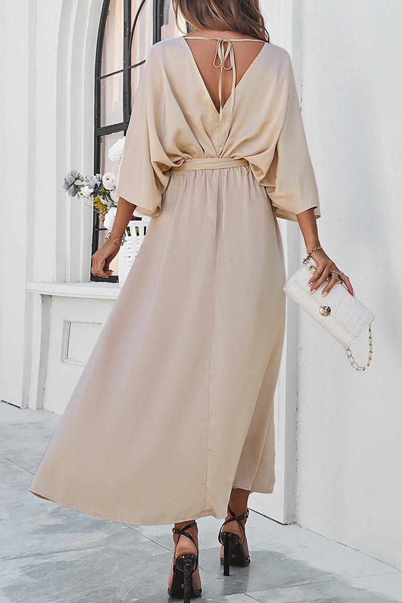 V-Neck Tie-Waist Casual Dress