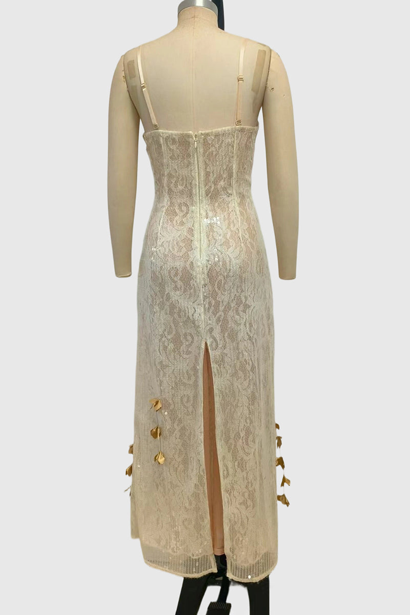 Floral Embellished Sequin Evening Gown