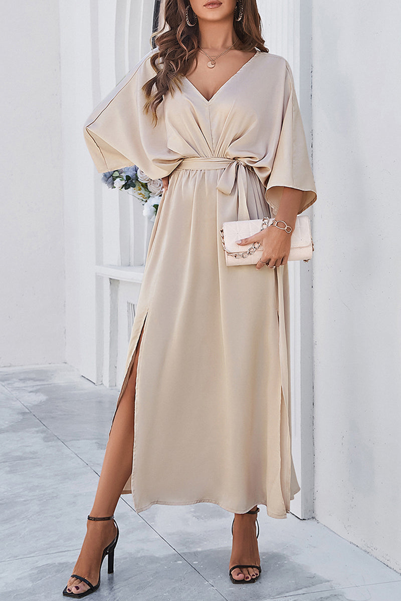 V-Neck Tie-Waist Casual Dress