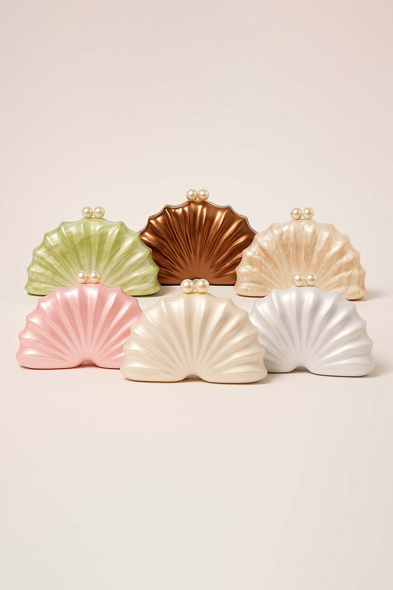 Elegant Shell Clutch with Pearl Accent