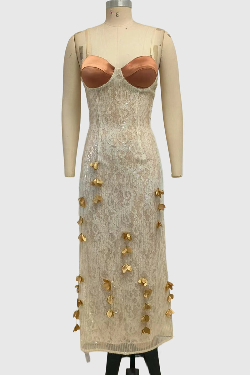 Floral Embellished Sequin Evening Gown