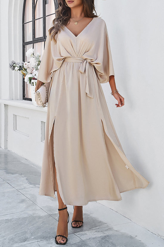 V-Neck Tie-Waist Casual Dress