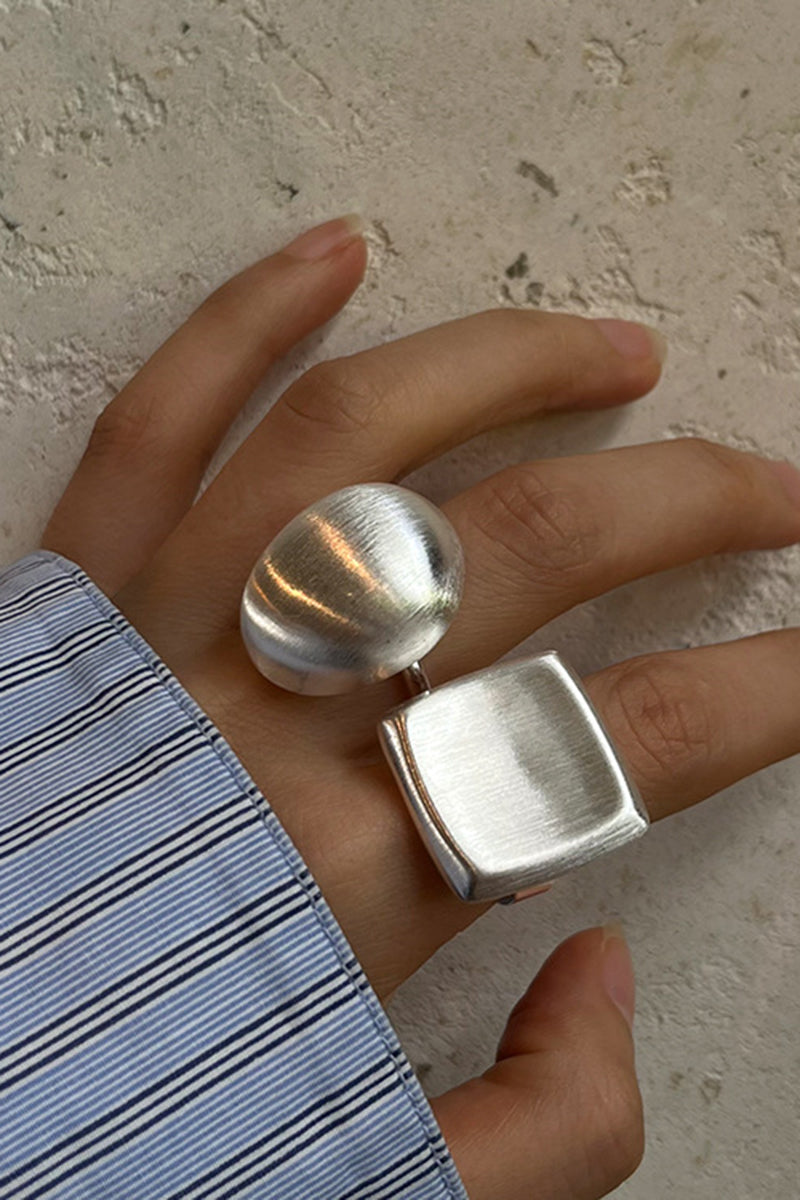 Modern Polished Metal Statement Ring