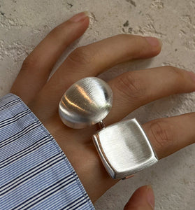 Modern Polished Metal Statement Ring