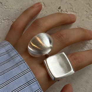 Modern Polished Metal Statement Ring