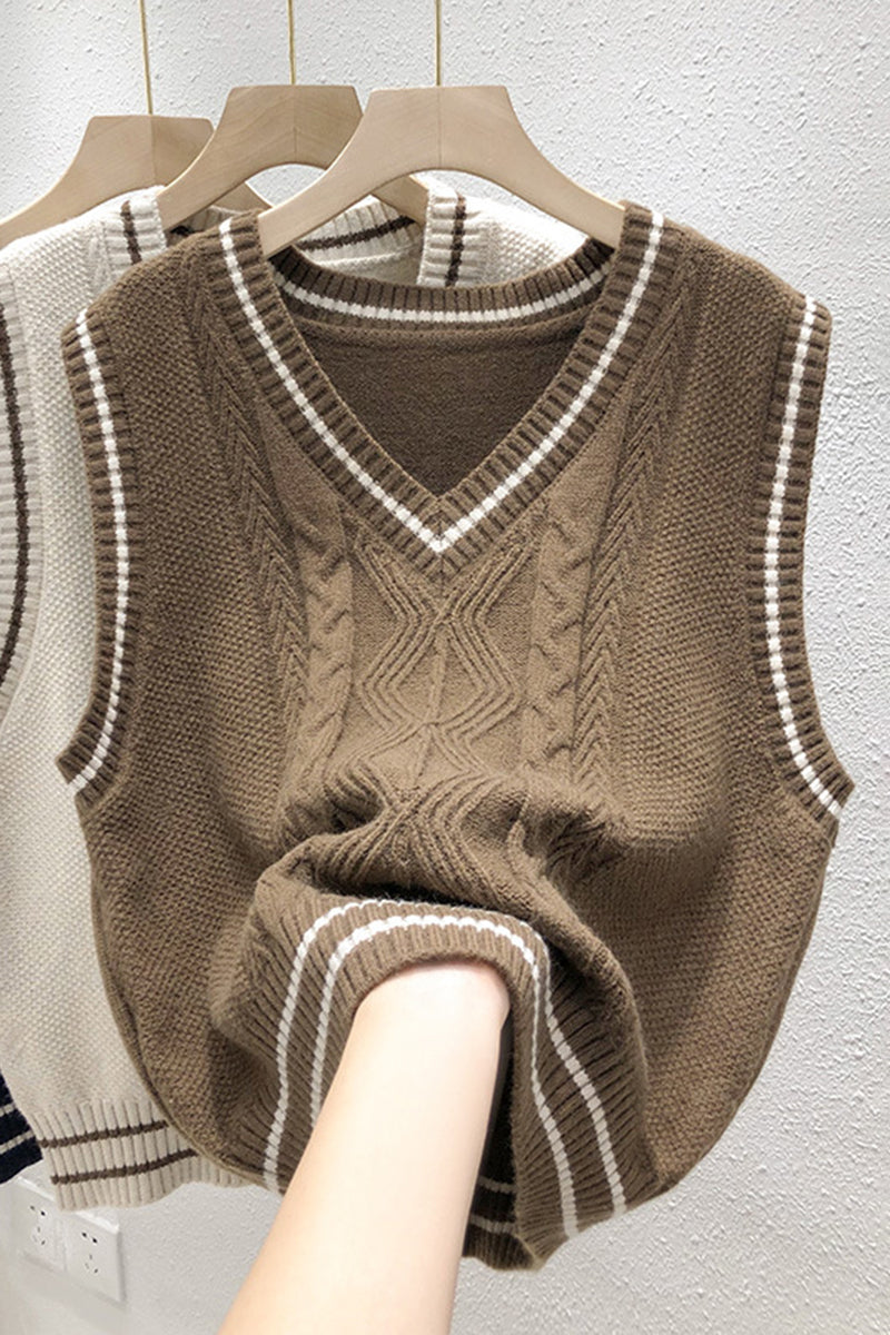 V-Neck Cable Knit Sweater Vest