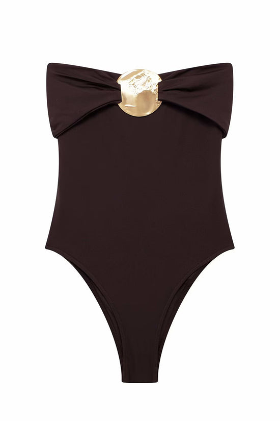 Gold Metal Detail Sleeveless Bodysuit