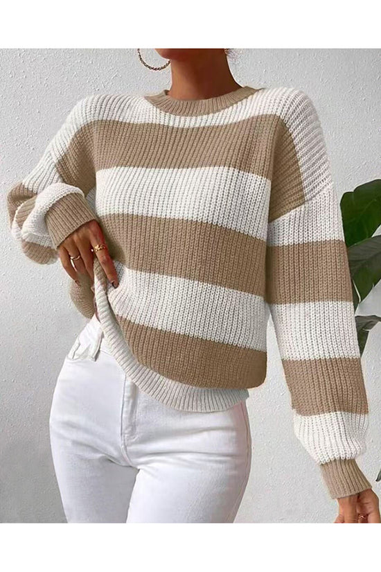 Striped Knit Crewneck Sweater