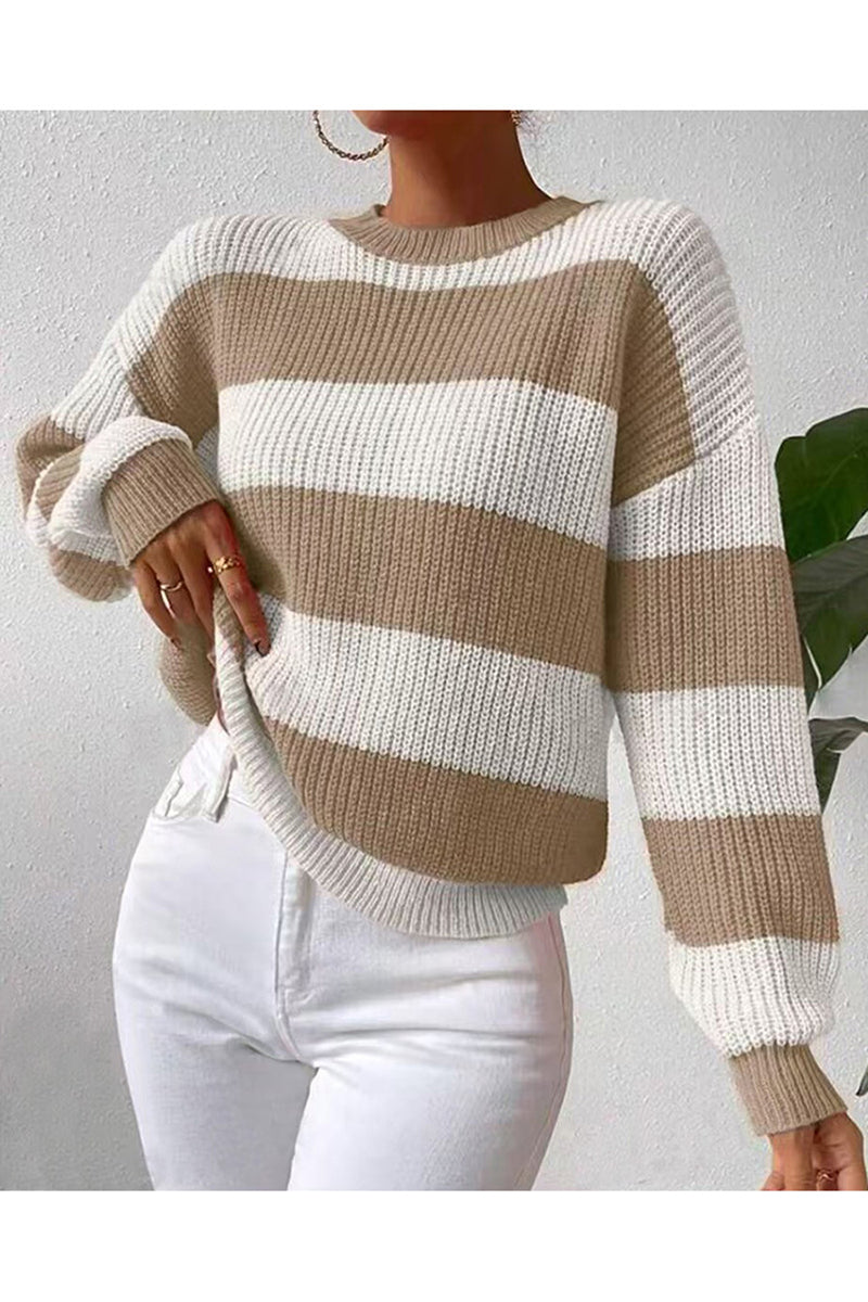 Striped Knit Crewneck Sweater