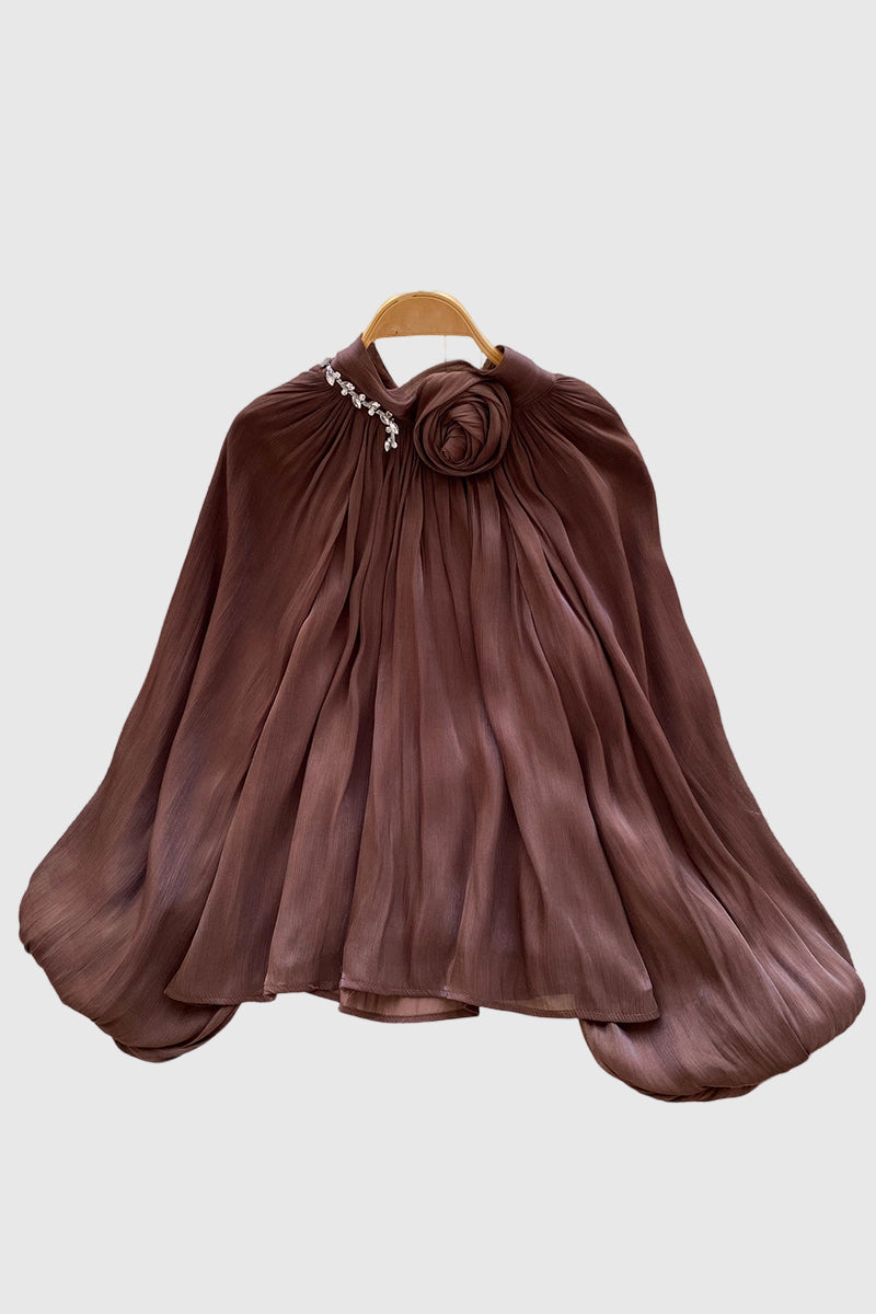 Floral Detail Balloon Sleeve Blouse