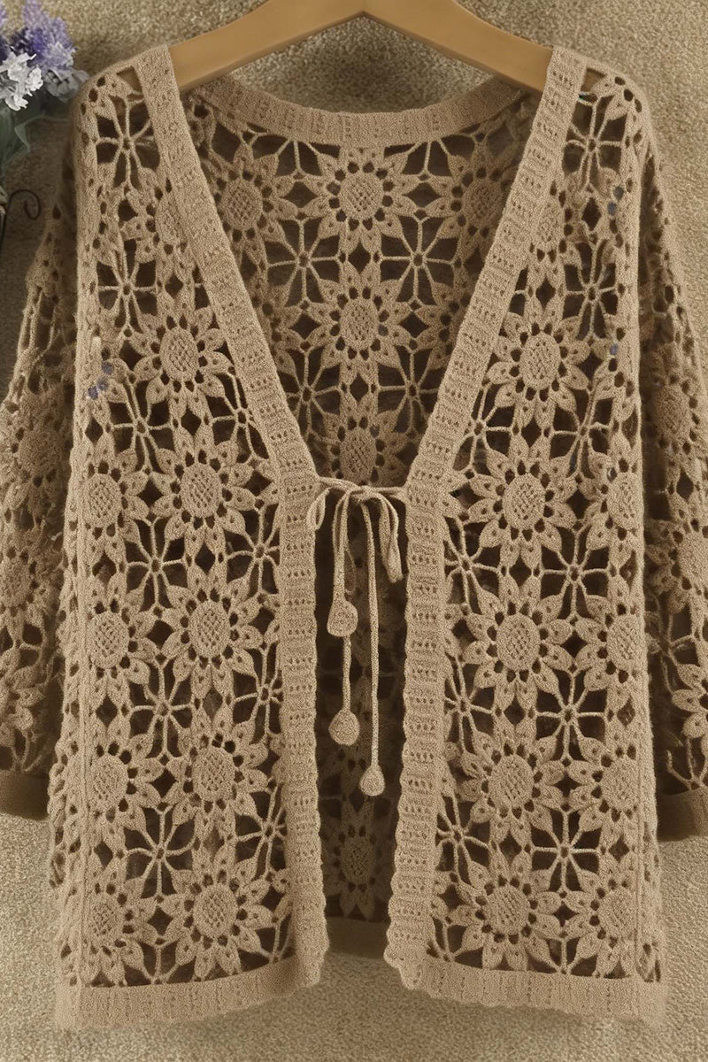 Floral Crochet Open-Front Cardigan