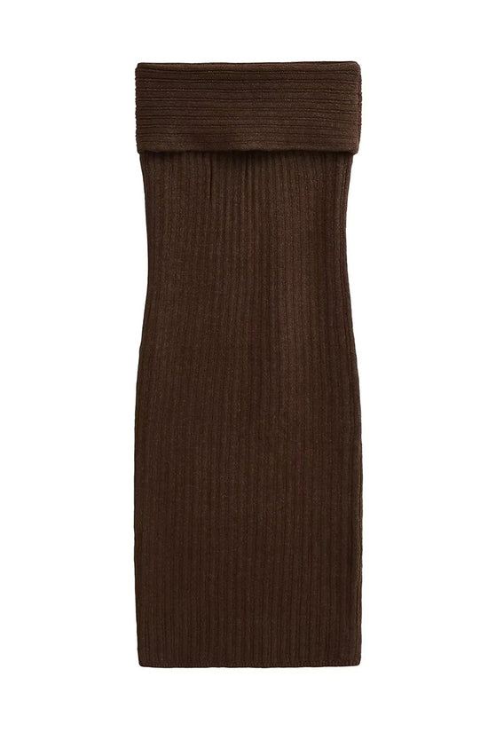 Ribbed Foldover Casual Dress