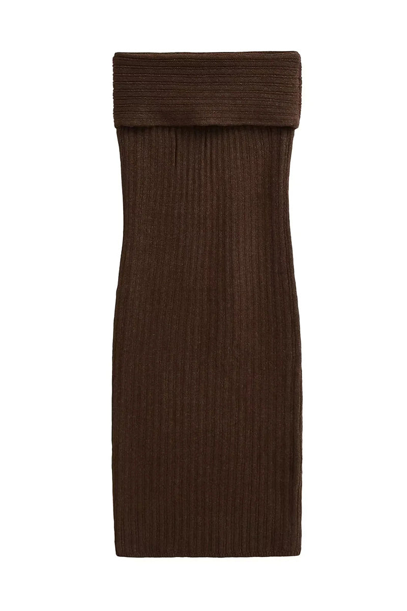 Ribbed Foldover Casual Dress