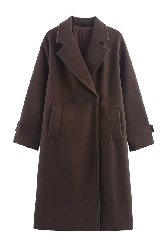 Elegant Double-Breasted Long Coat