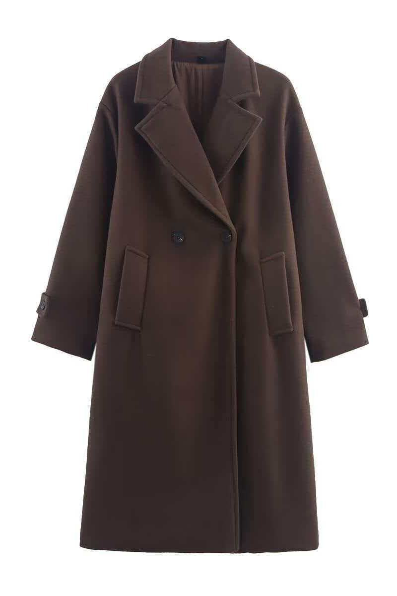 Elegant Double-Breasted Long Coat