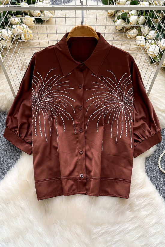 Sparkling Pattern Button-Up Blouse