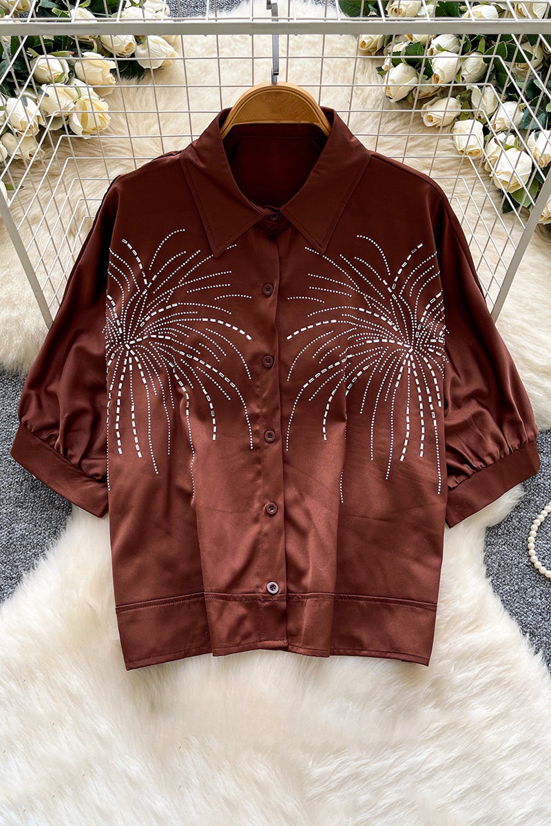 Sparkling Pattern Button-Up Blouse